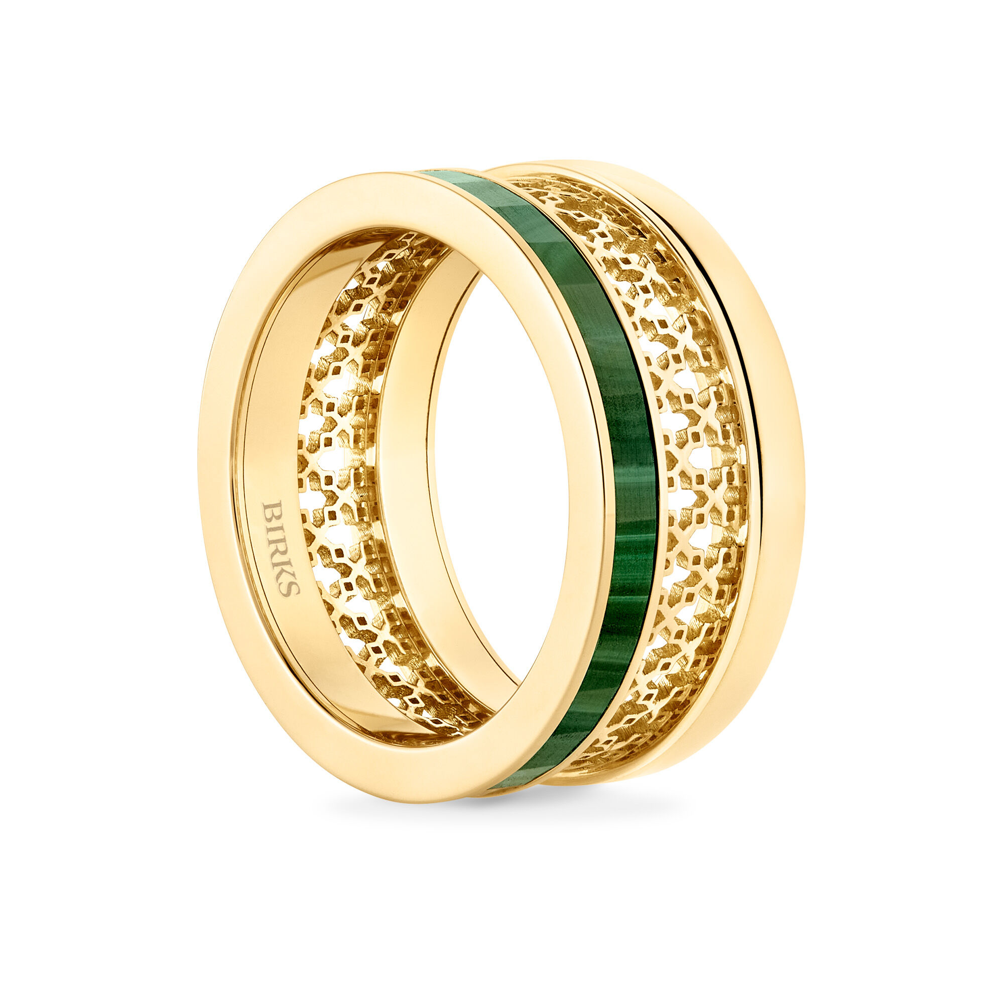 Yellow gold malachite store ring